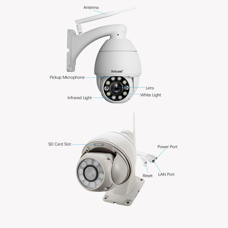 Sricam SP008C 5MP 10X Zoom IP66 Waterproof CCTV WiFi IP Camera Monitor, US Plug, EU Plug, UK Plug, AU Plug Sricam SP008C 5MP 10X Zoom IP66 Waterproof CCTV WiFi IP Camera Monitor, US Plug, EU Plug, UK Plug, AU Plug